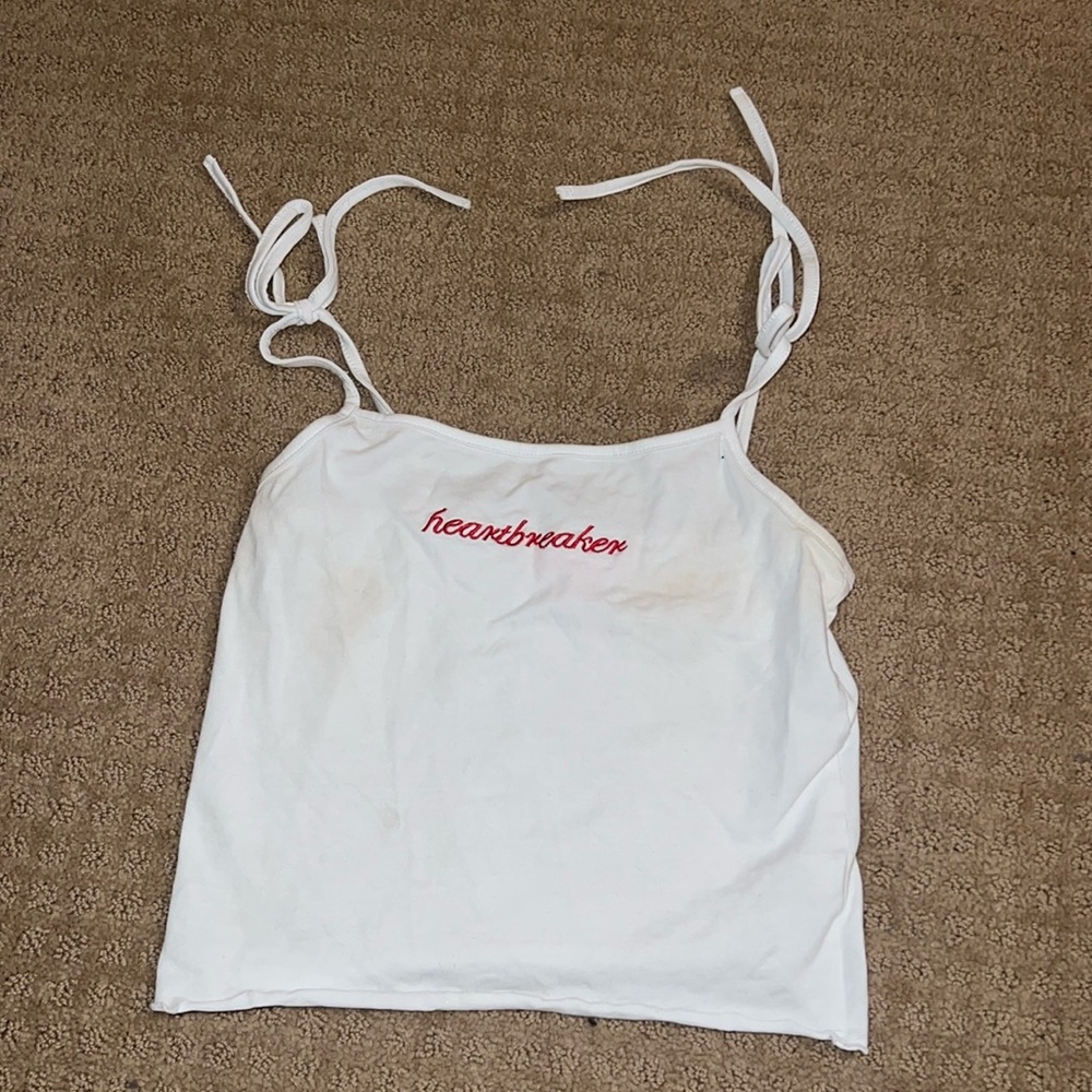 White crop top!! “Heartbreaker”